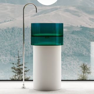 Напольная раковина ABBER Kristall AT2701White-Aquamarin 45см белый/бирюзовый